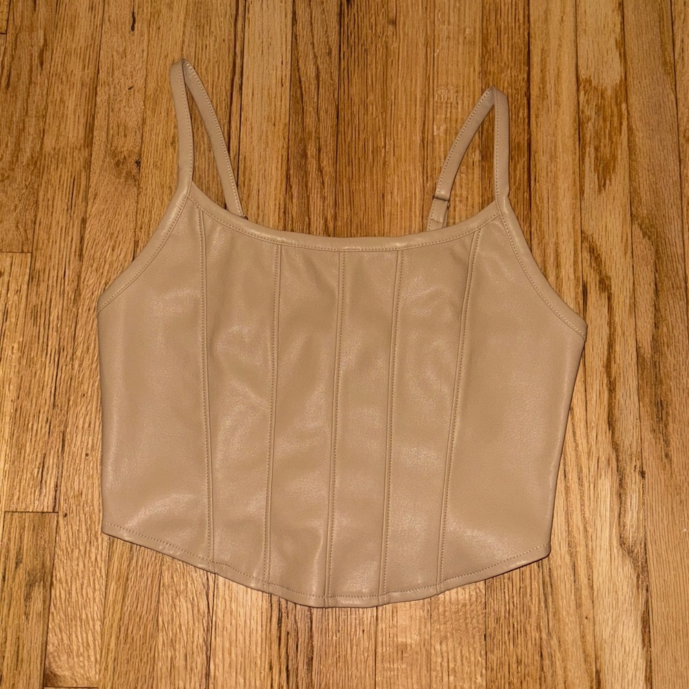 Faux Leather Cropped Tank